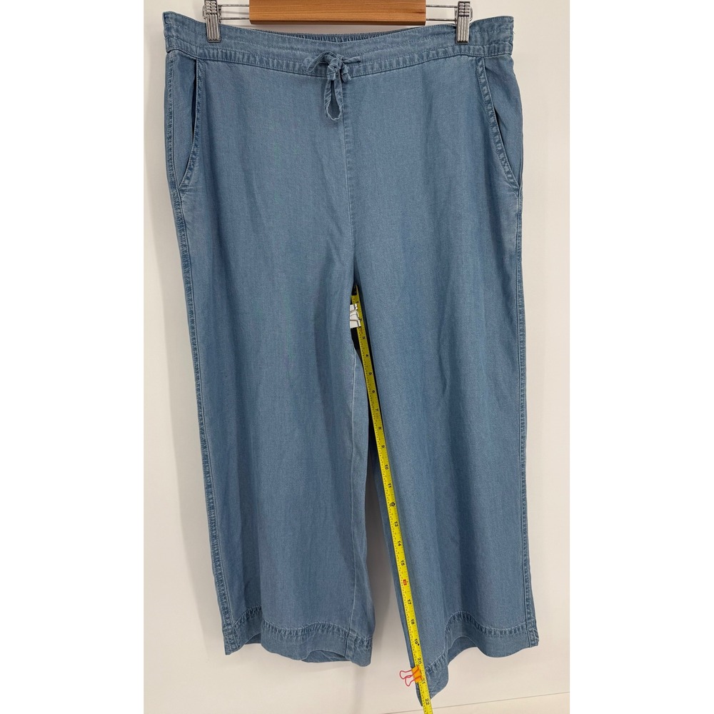Zac & Rachel Petite Blue Lyocell Wide Leg Cropped Drawstring Pants Pockets Sz L - Picture 4 of 11